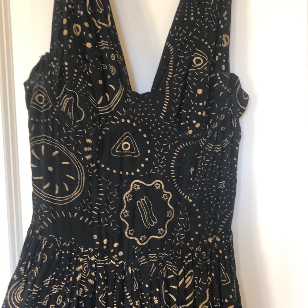 Vintage Chacok French Brand Bohemian Black and Gold Maxi Dress - Picture 2 of 5